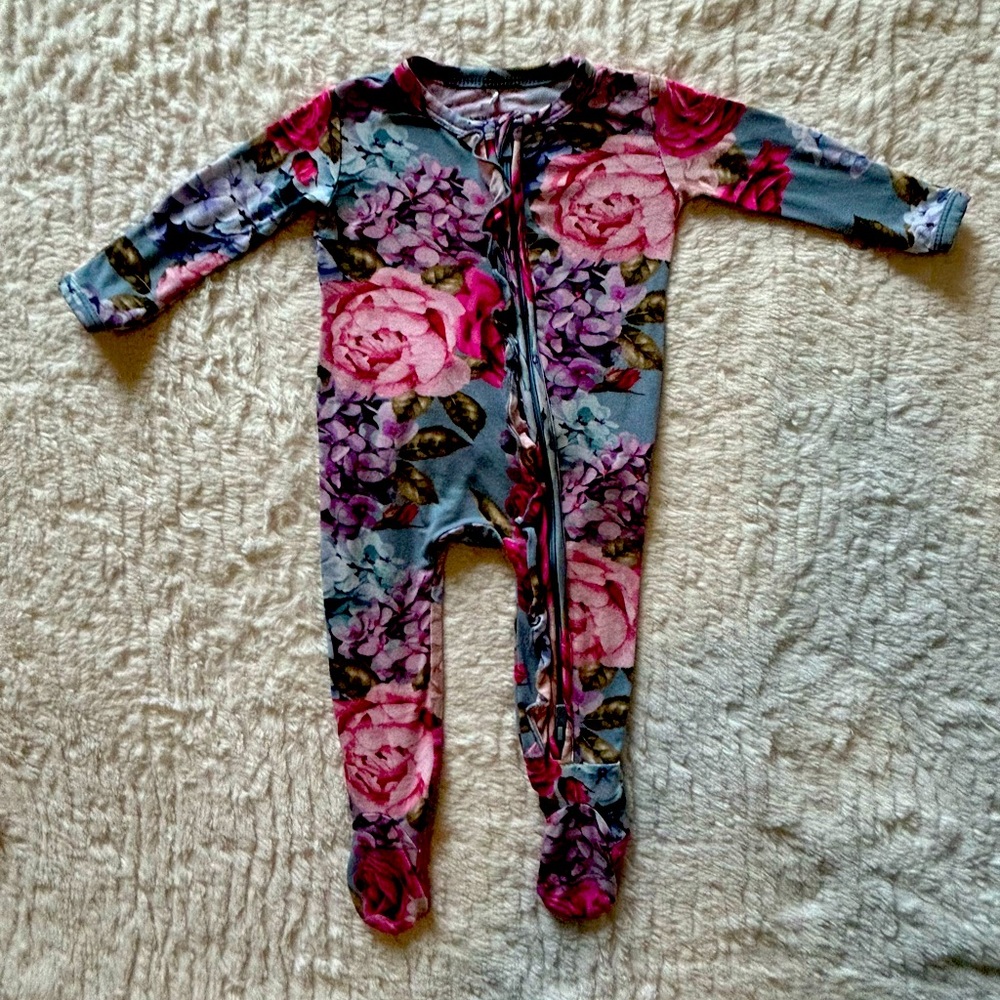 Posh Peanut Baby Girls' Ruffled Zip Front Footie Newborn